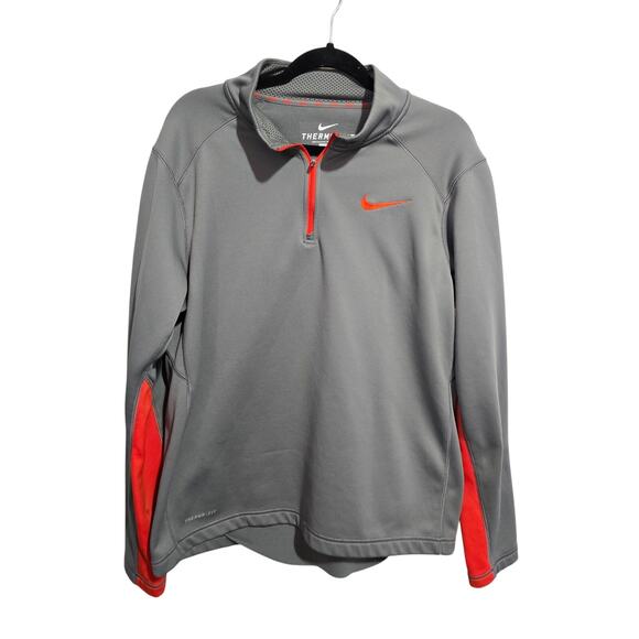 NIKE KO 1/4 ZIP SWEATSHIRT THERMA-FIT GREY ORANGE RARE UNISEX LARGE - Picture 1 of 6